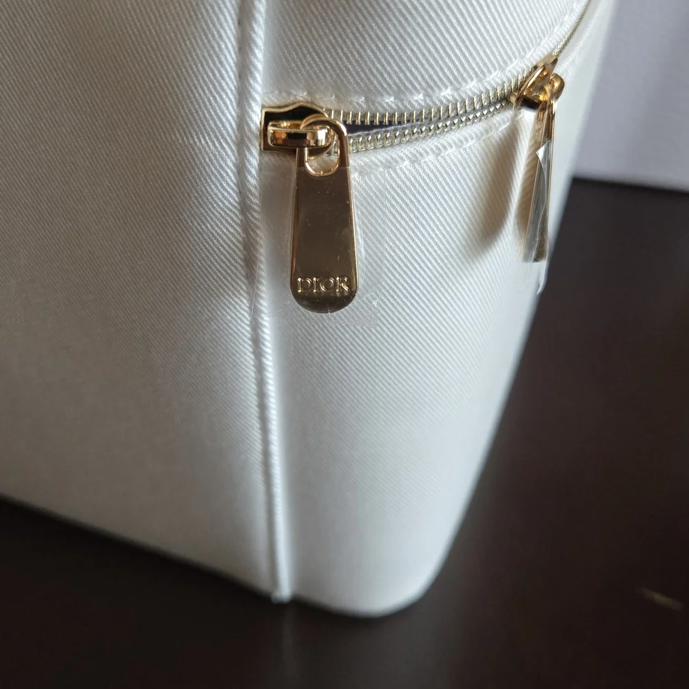 Cream Dior Vanity Case with Gold Accents